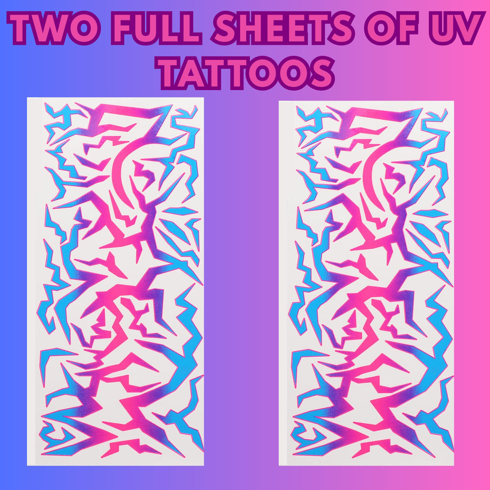 ASVP Shop UV Shine neon tattoos for chest that pop at parties.