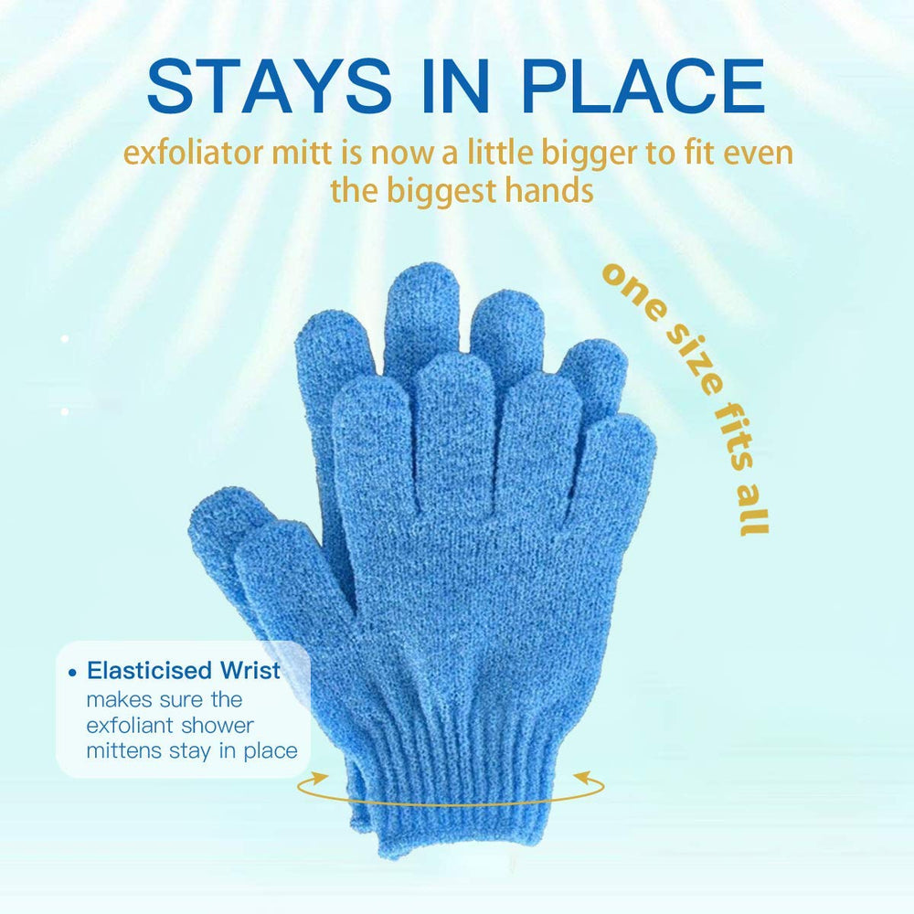 ATB exfoliating gloves in the shower with water for a spa-like refresh.