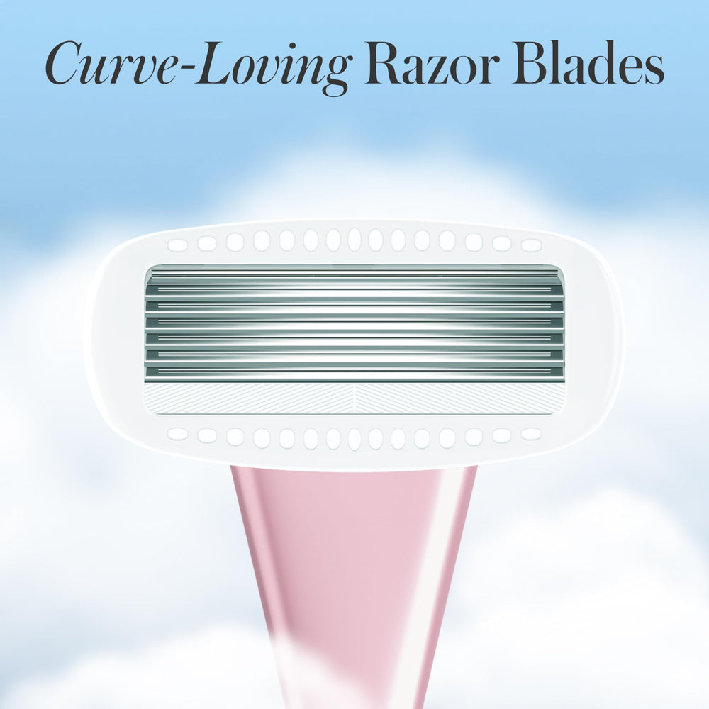Athena Club blade refills highlight protective skin guards for a smoother shave.