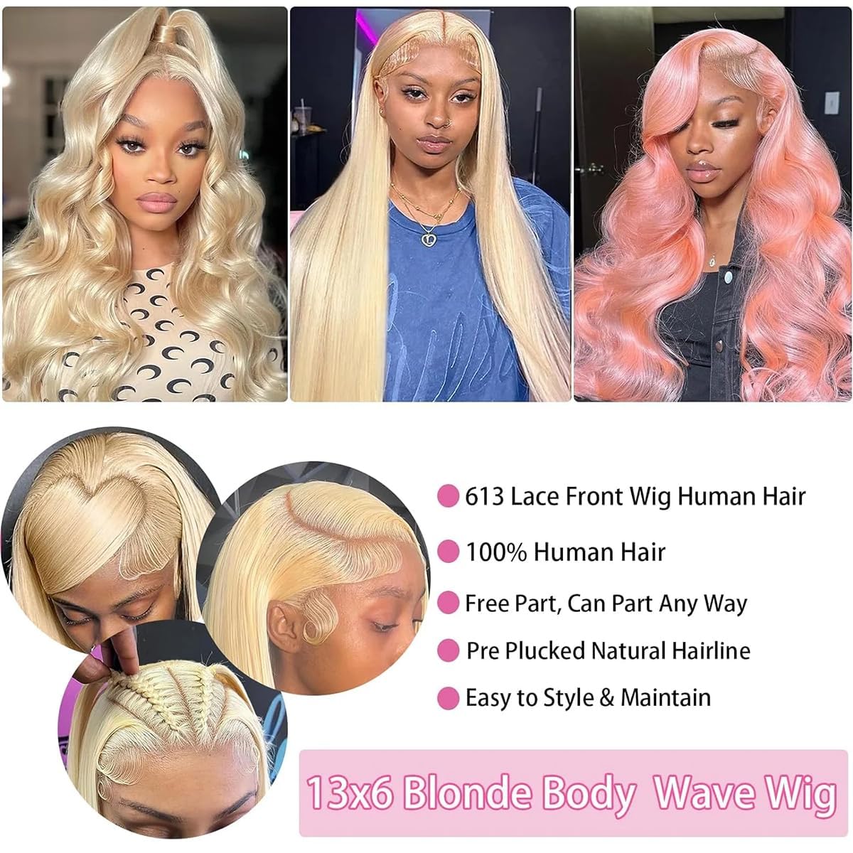 Atilck 613 wig with 13x6 HD lace offers versatile parting options