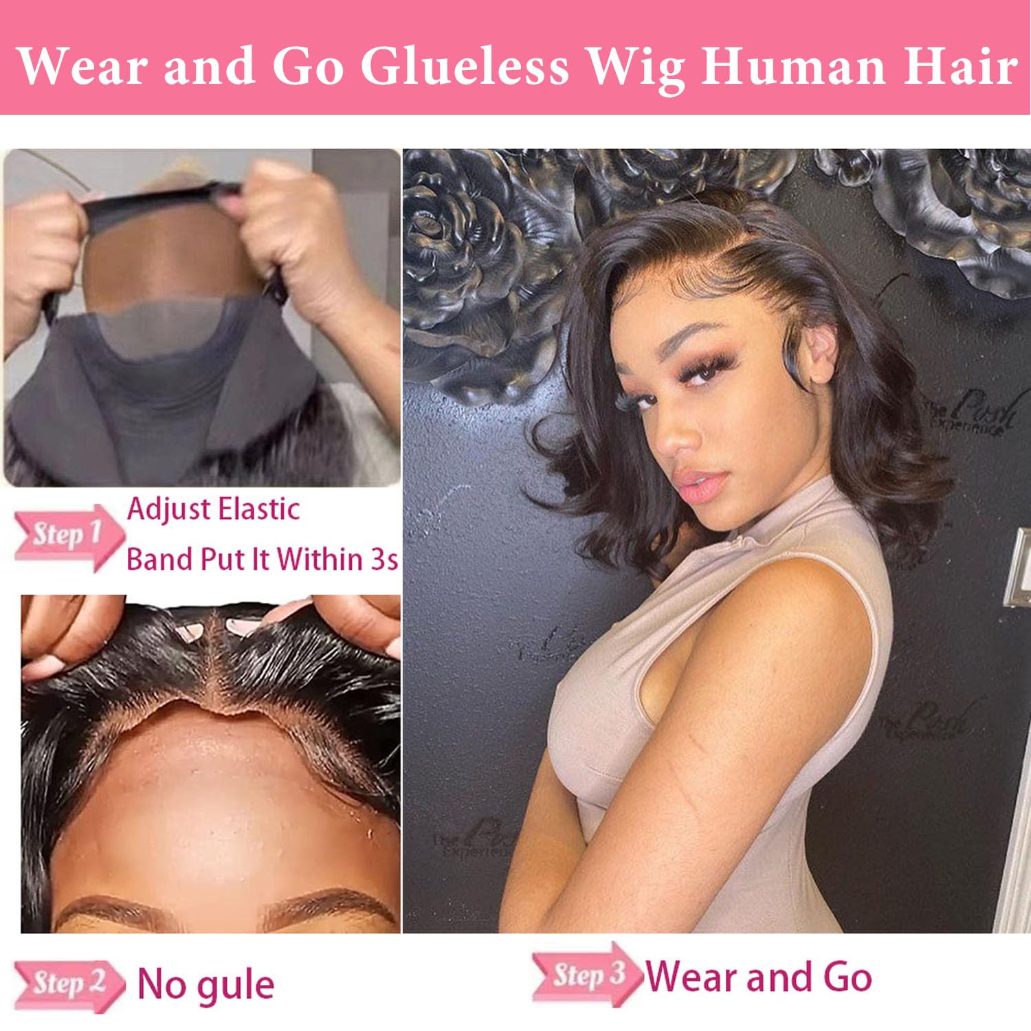 Atilck glueless wig with Swiss HD lace blends with skin tones