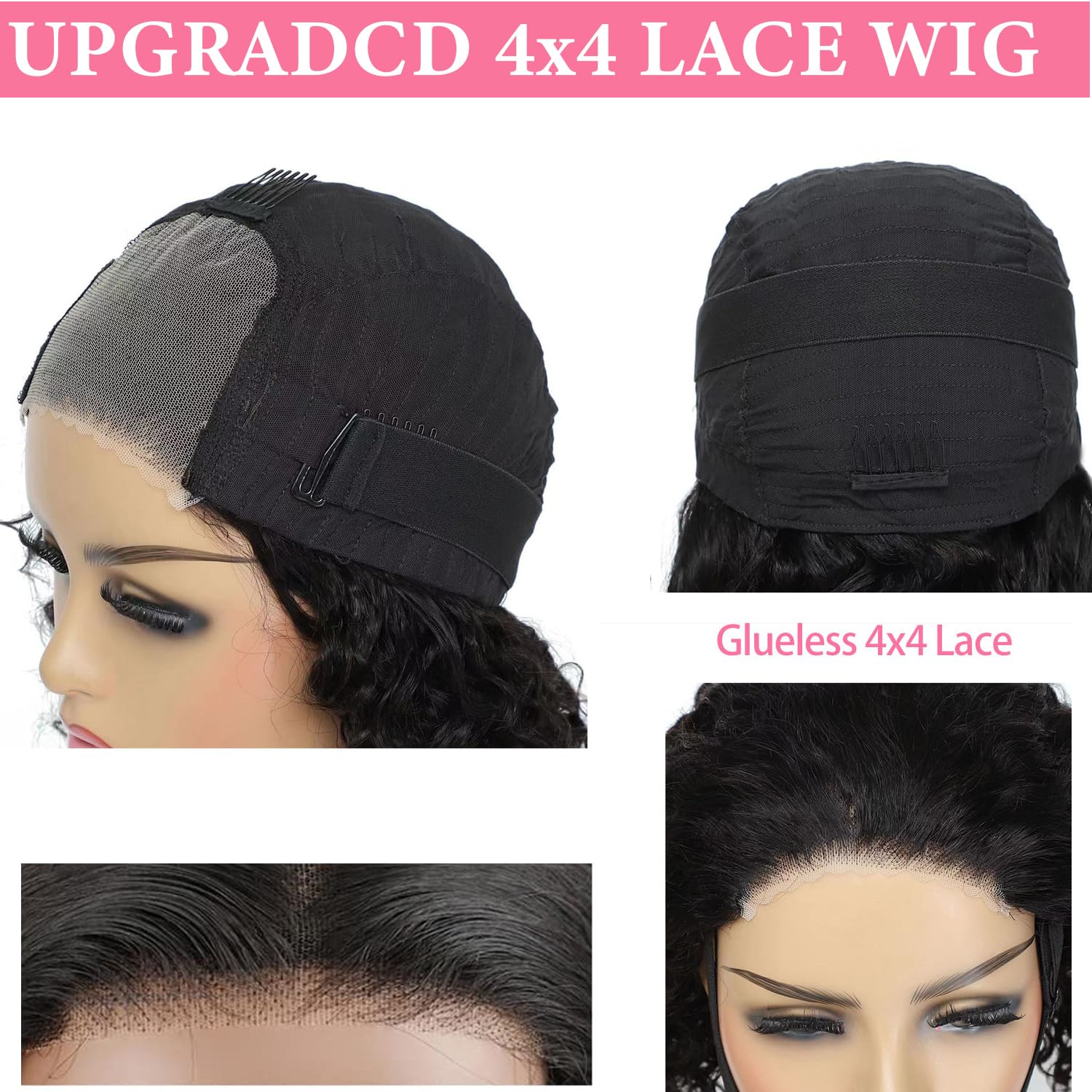 Atilck glueless bob wig 4x4 closure close-up showing pre-plucked hairline