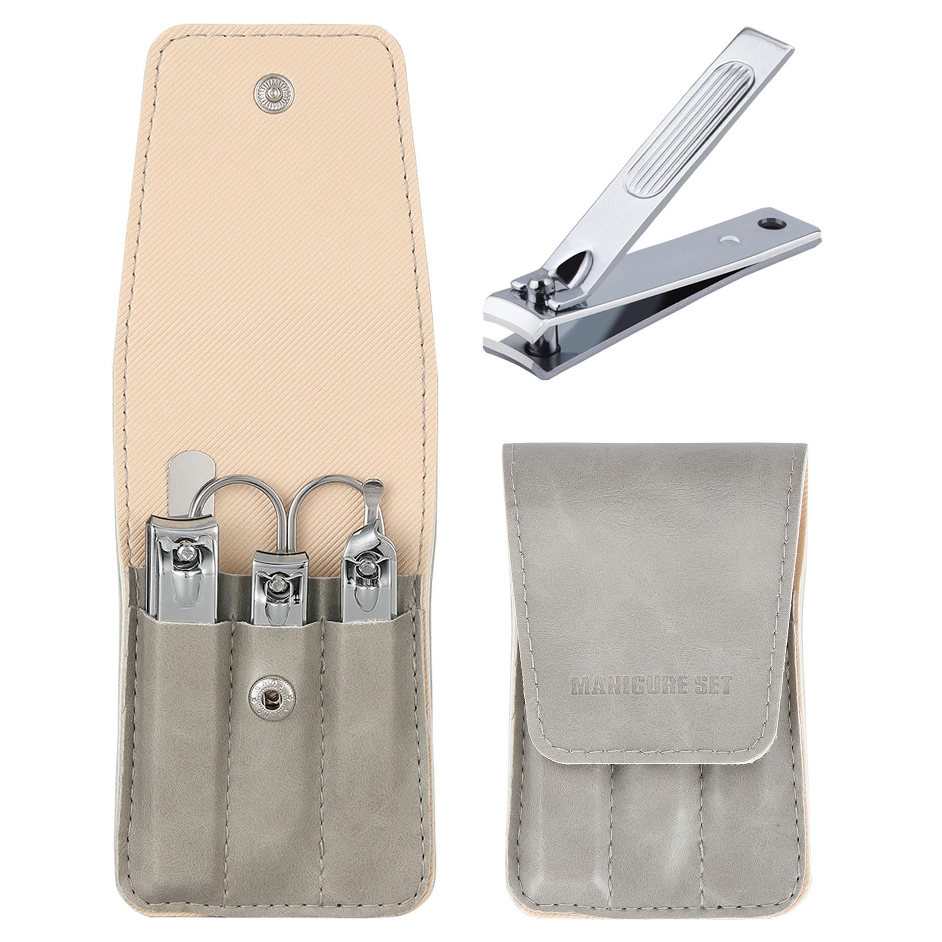 Atimier nail clipper set case grey, precision grooming in a portable gift-ready pack.