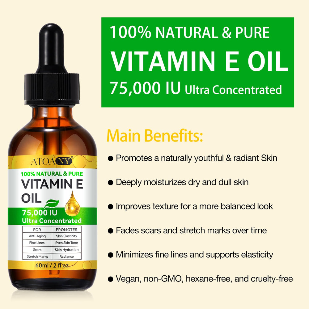 ATOANY Vitamin E Oil drops on skin delivering quick hydration and absorbs easily.