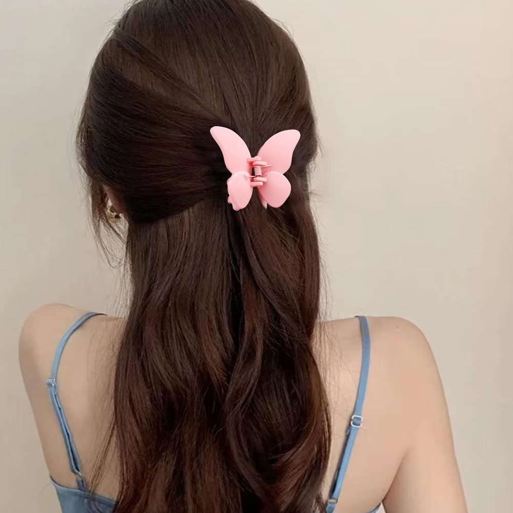 ATODEN Butterfly Hair Clip in pink with strong hold for versatile hairstyles.