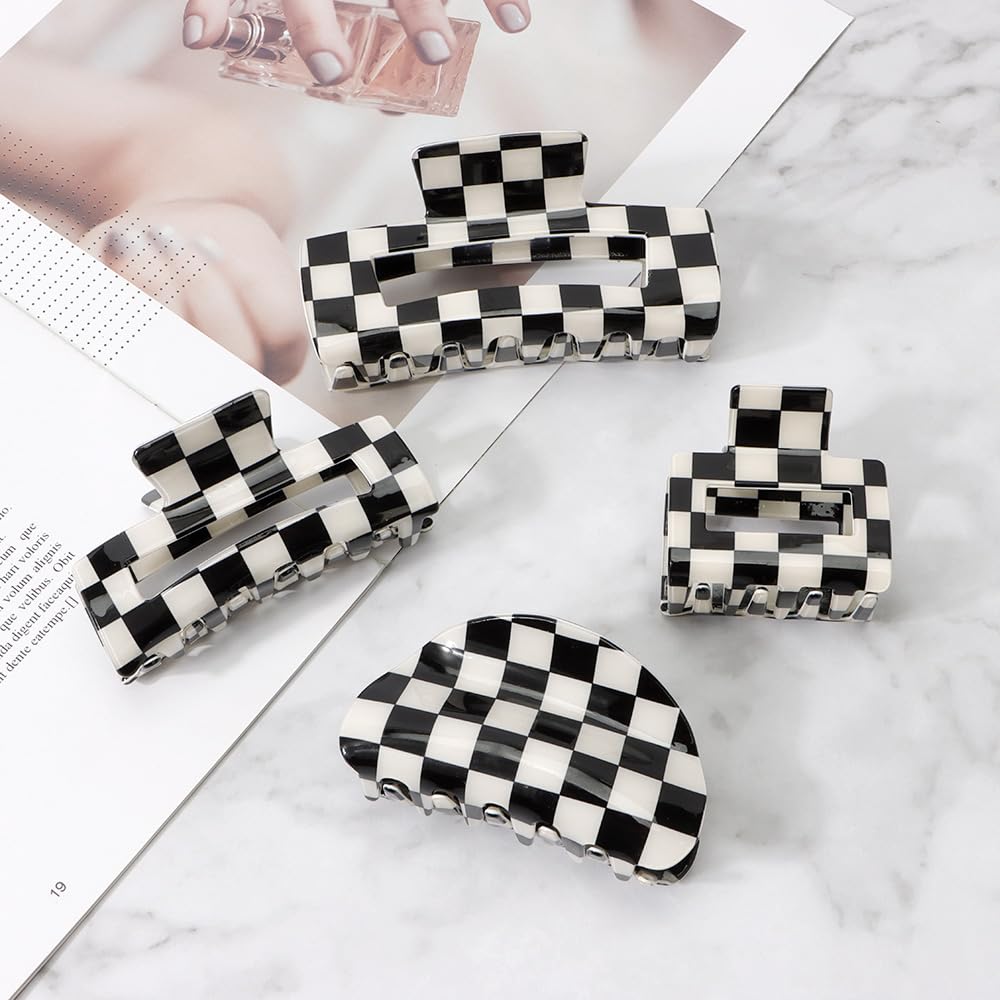 Atoden checkered hair clip outfit idea, pairing with casual or party looks