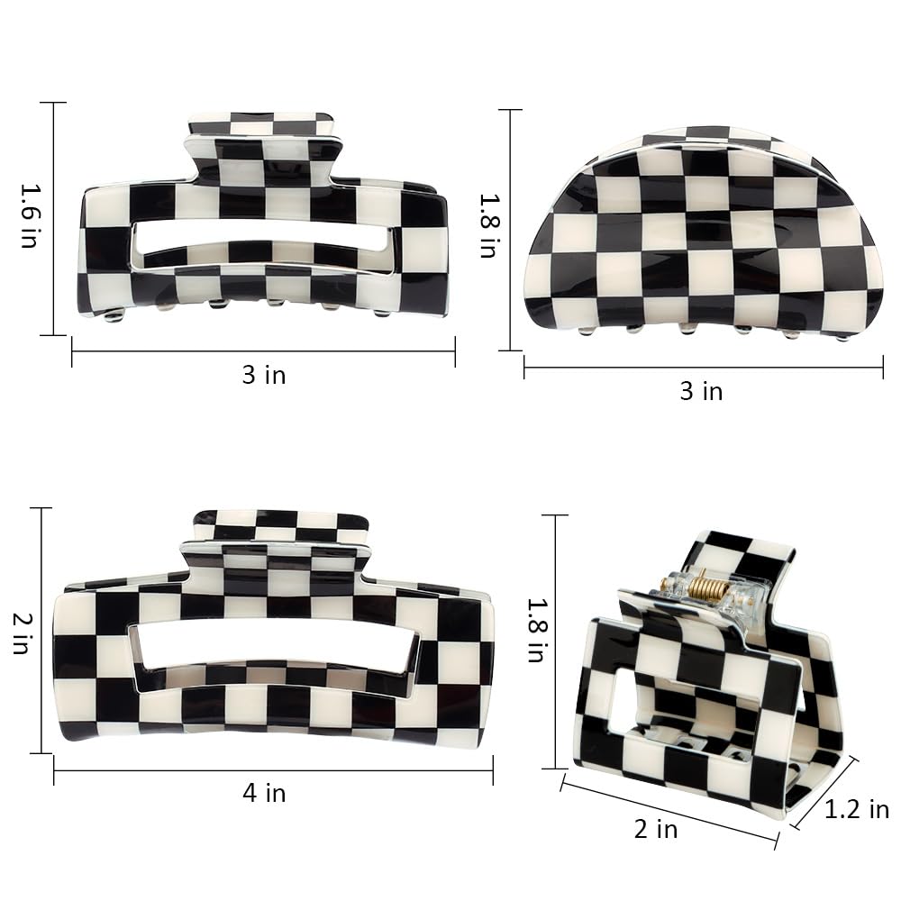 Atoden checkered hair clip wear on straight hair for secure hold