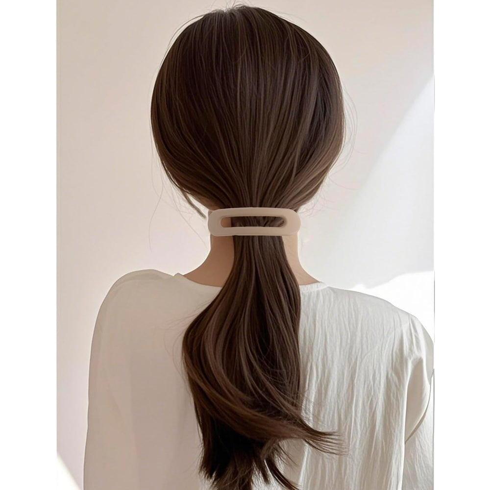 Atoden black flat barrette clip offering sleek, versatile hold for any look
