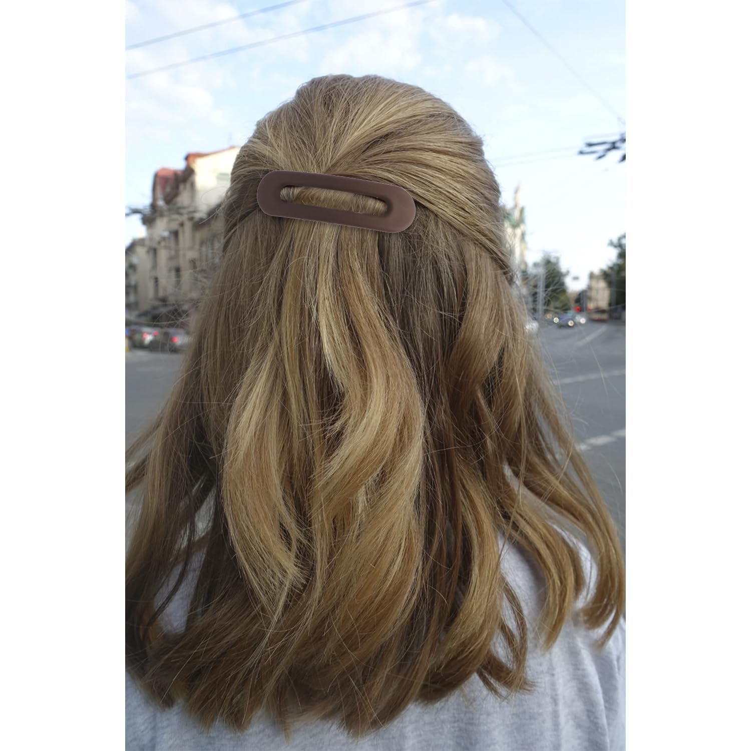 Atoden brown flat barrette clip delivering strong grip without tugging