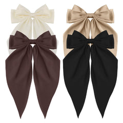 Atoden beige oversized satin bow close-up for versatile day-to-night styling