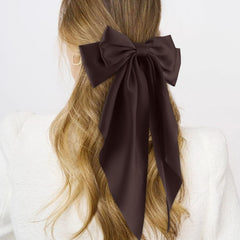 Atoden brown satin bow styled for daily elegant looks