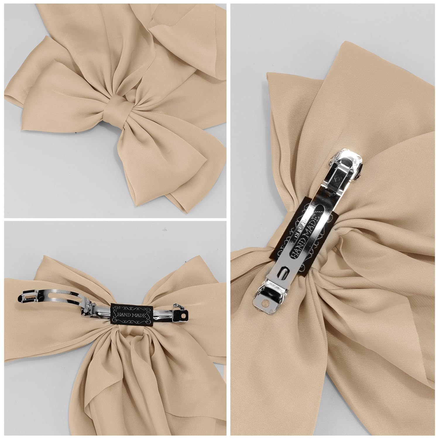 Atoden metal clip close-up shows durable clasp and silky texture