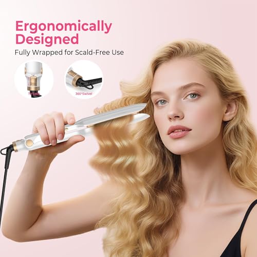 Atopskins curling iron with UK/EU plug for global styling convenience.