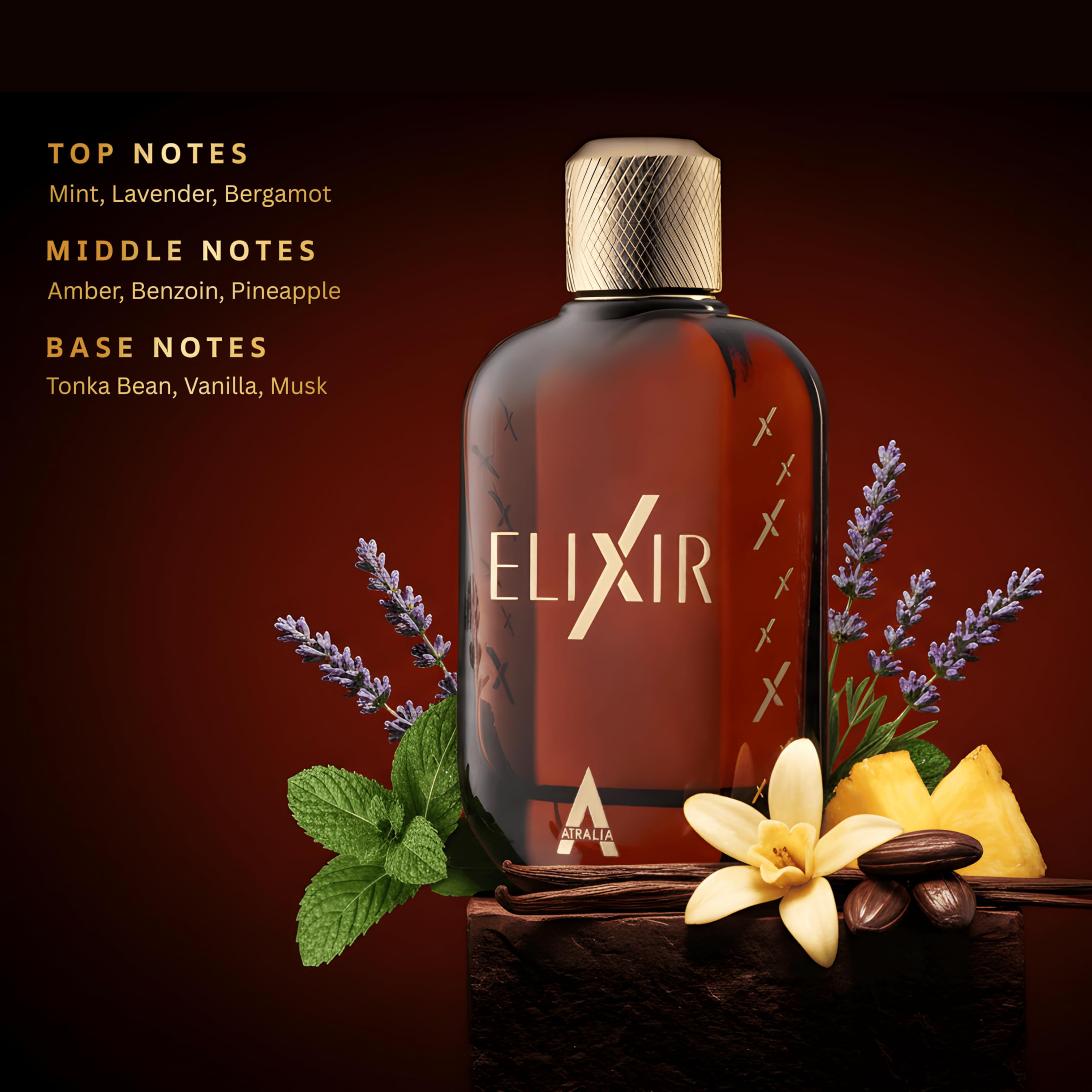 Atralia Elixir wear on skin display demonstrates long-lasting fragrance in daily life.