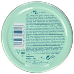 Atrix Camomile hand cream tube texture close-up showing creamy formula for quick absorption.
