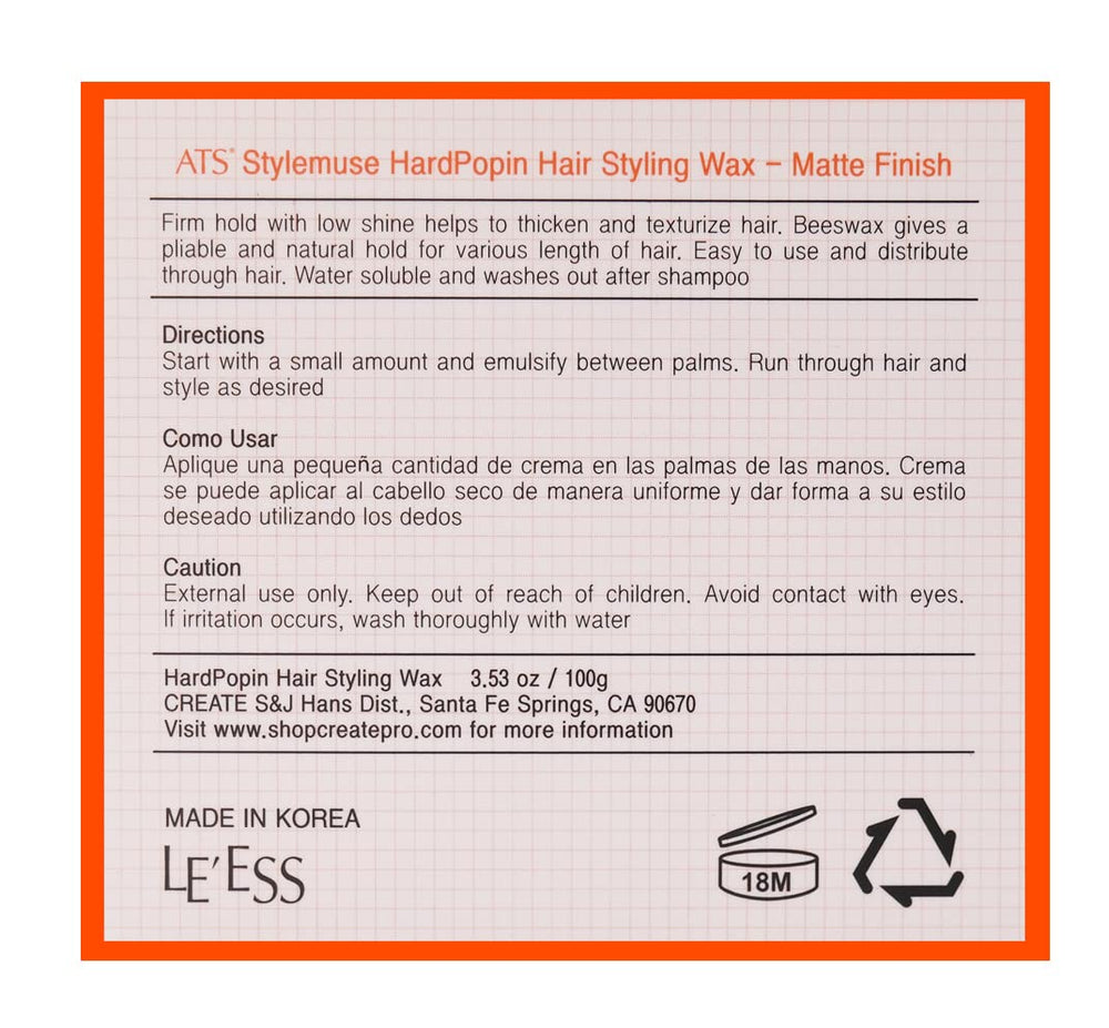ATS Professional Stylemuse Hard Popin Wax shows easy washout with shampoo and no residue.