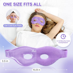 Atsuwell cooling eye mask with holes for unobstructed viewing during relaxation.
