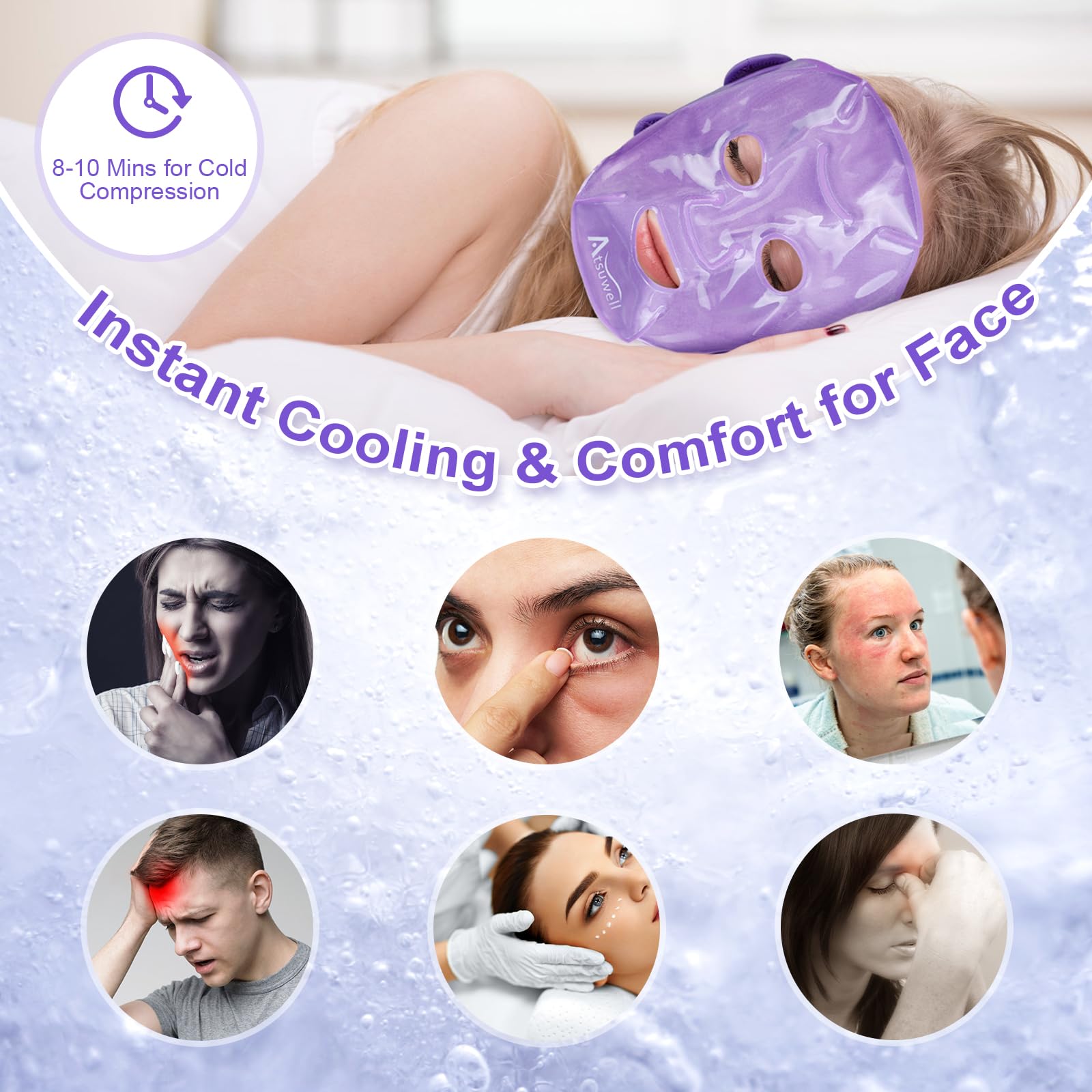Atsuwell face mask with nose coverage for comprehensive cooling experience.