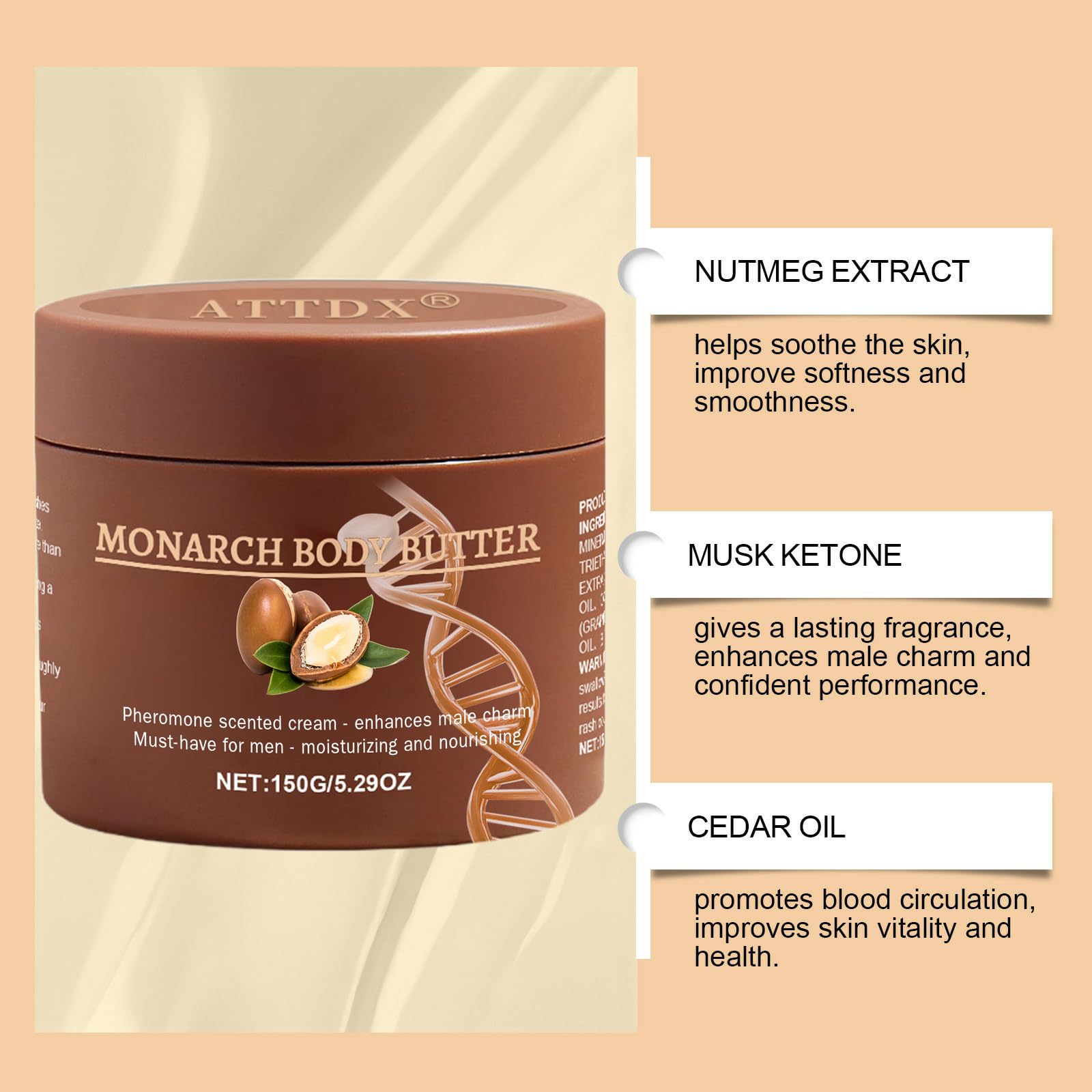 ATTDX body butter jar closeup highlights rich moisture for smooth, hydrated skin.