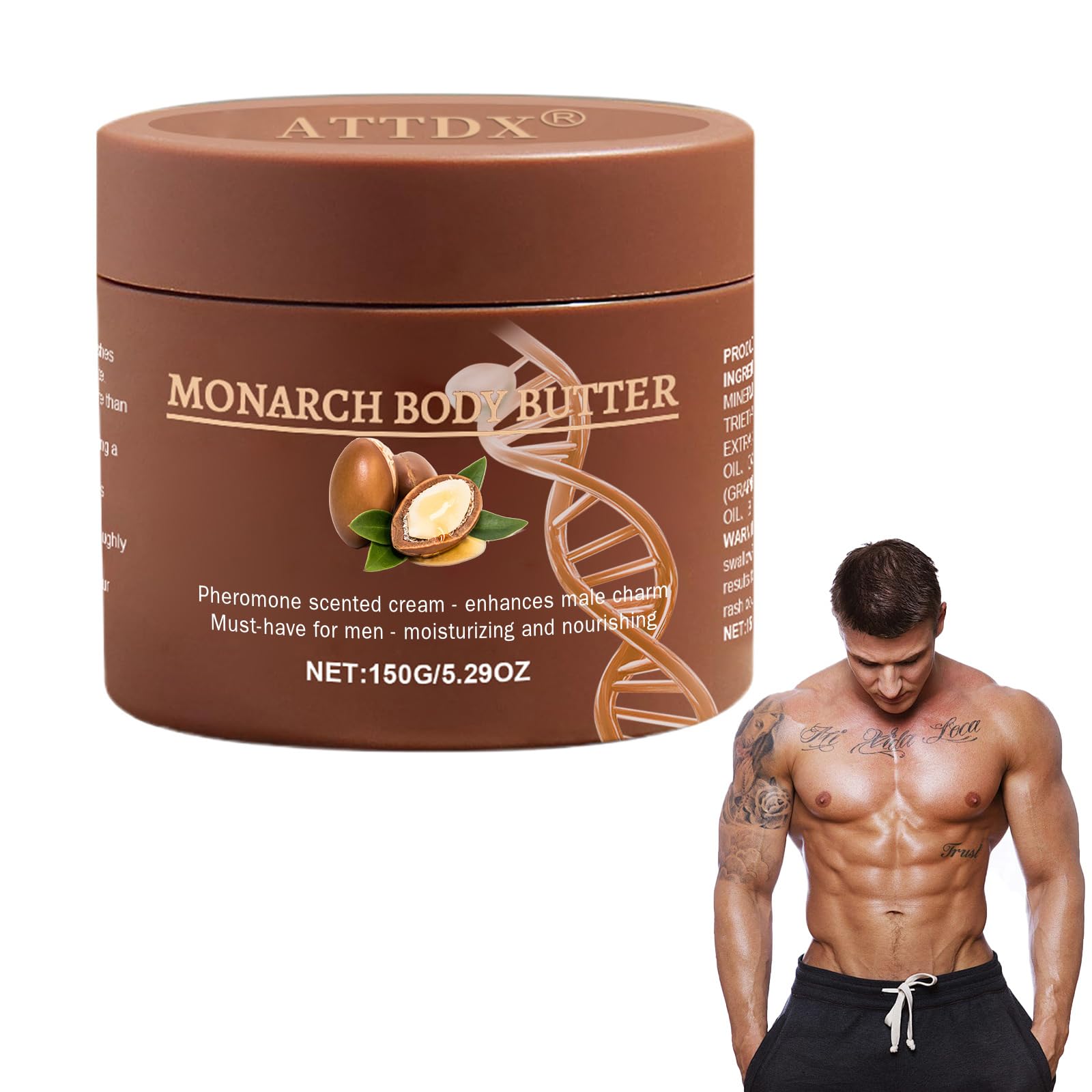 ATTDX pheromone cream bottle showcases long-lasting masculine fragrance and skin nourishment.