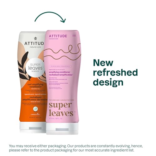 ATTITUDE Amplifying Conditioner pump bottle demonstrating frizz control for curls.
