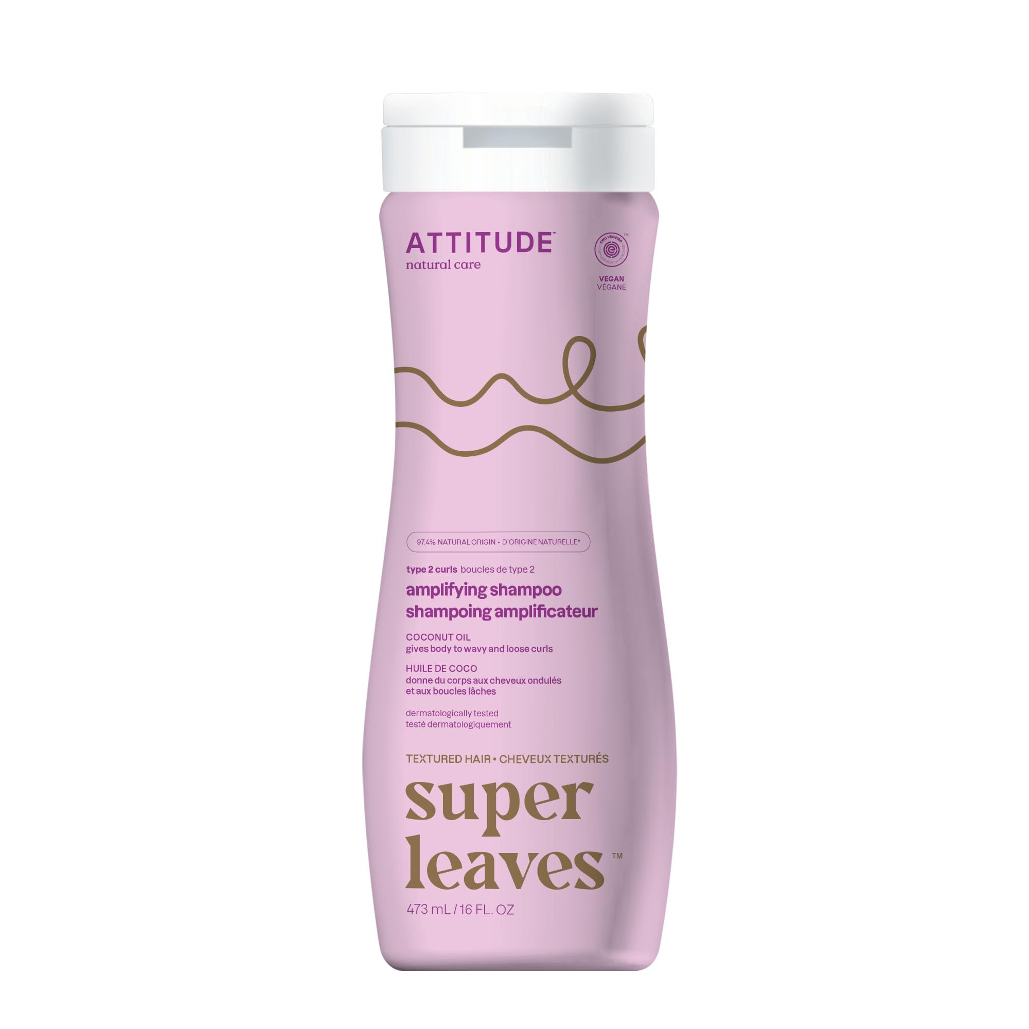 ATTITUDE Amplifying Shampoo curly coconut-oil bottle nourishes and adds body to curls.