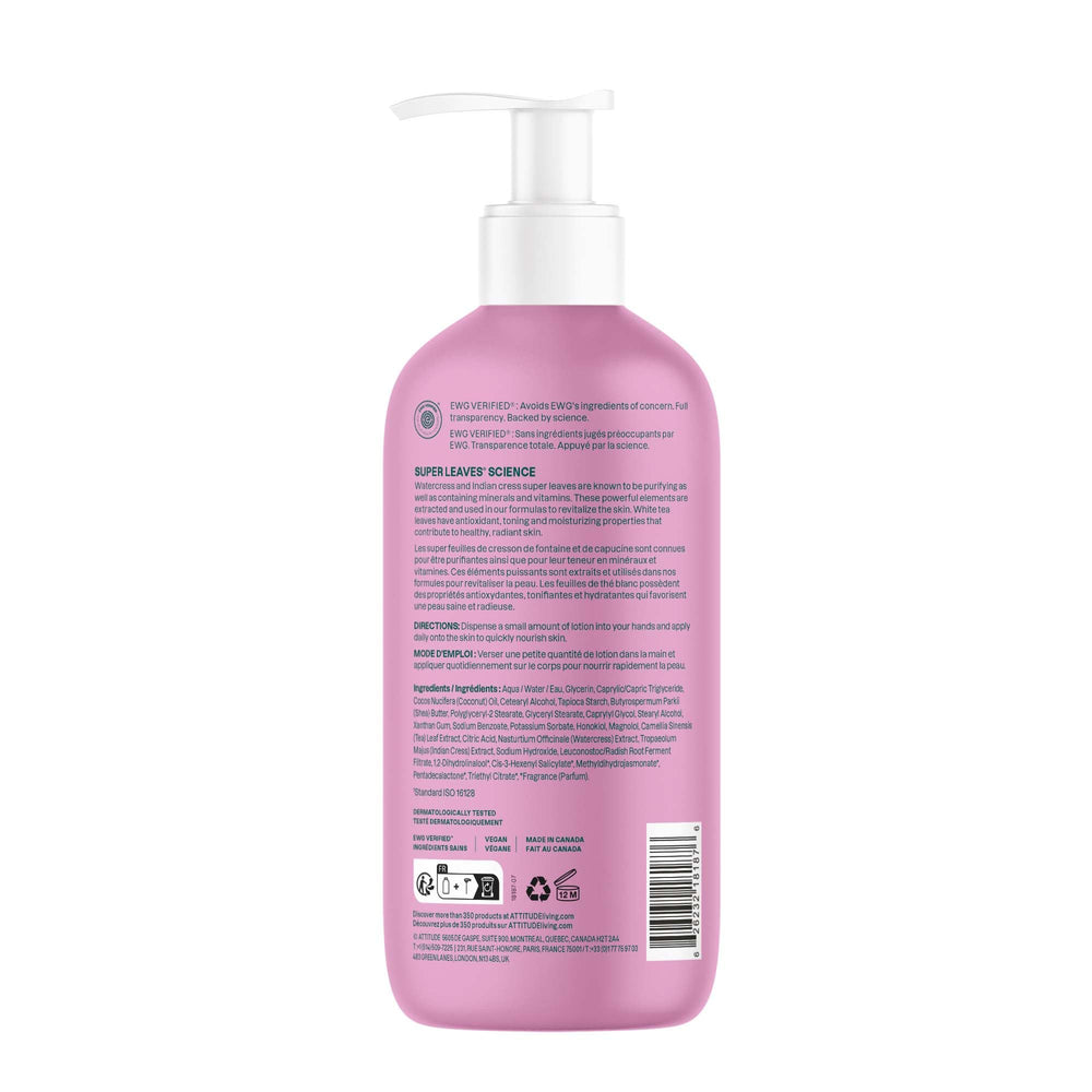 ATTITUDE Body Lotion 16oz-bottle-on-table conveys generous, everyday use.