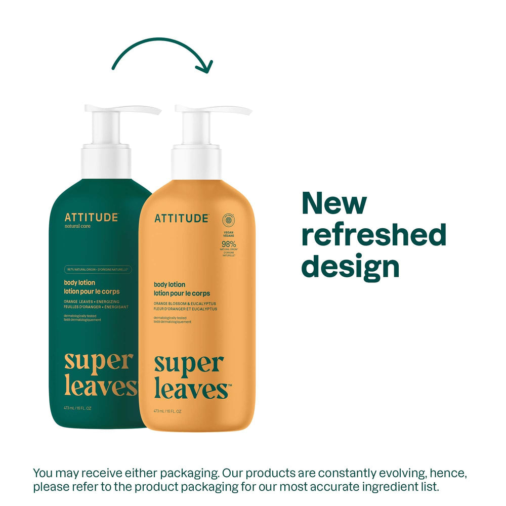 ATTITUDE Body Lotion clean-formula close-up shows 98% natural-origin ingredients
