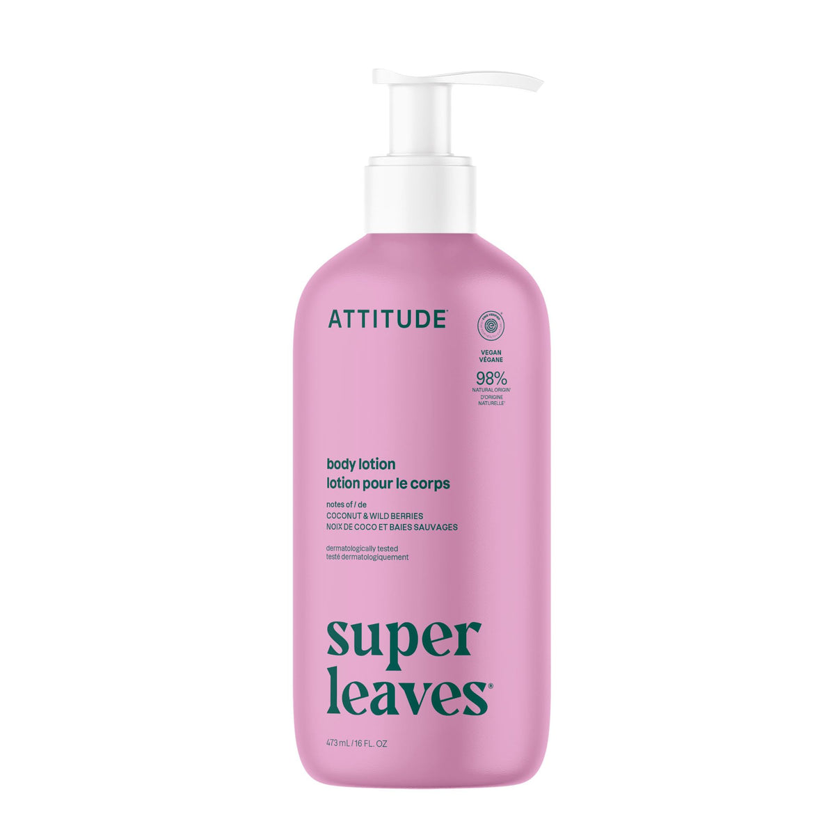 ATTITUDE Body Lotion pump-top enables easy dispensing for quick, non-greasy hydration.