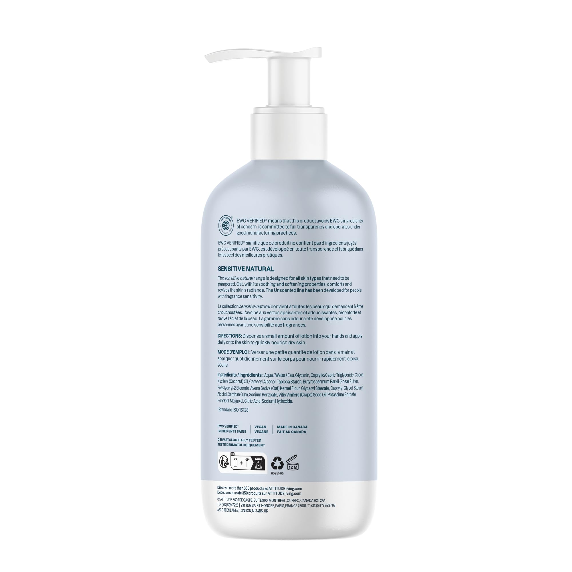 ATTITUDE body lotion recyclable packaging shot promotes eco-friendly, responsible skin care