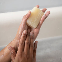 ATTITUDE body soap bar creamy lather on skin for daily cleansing.