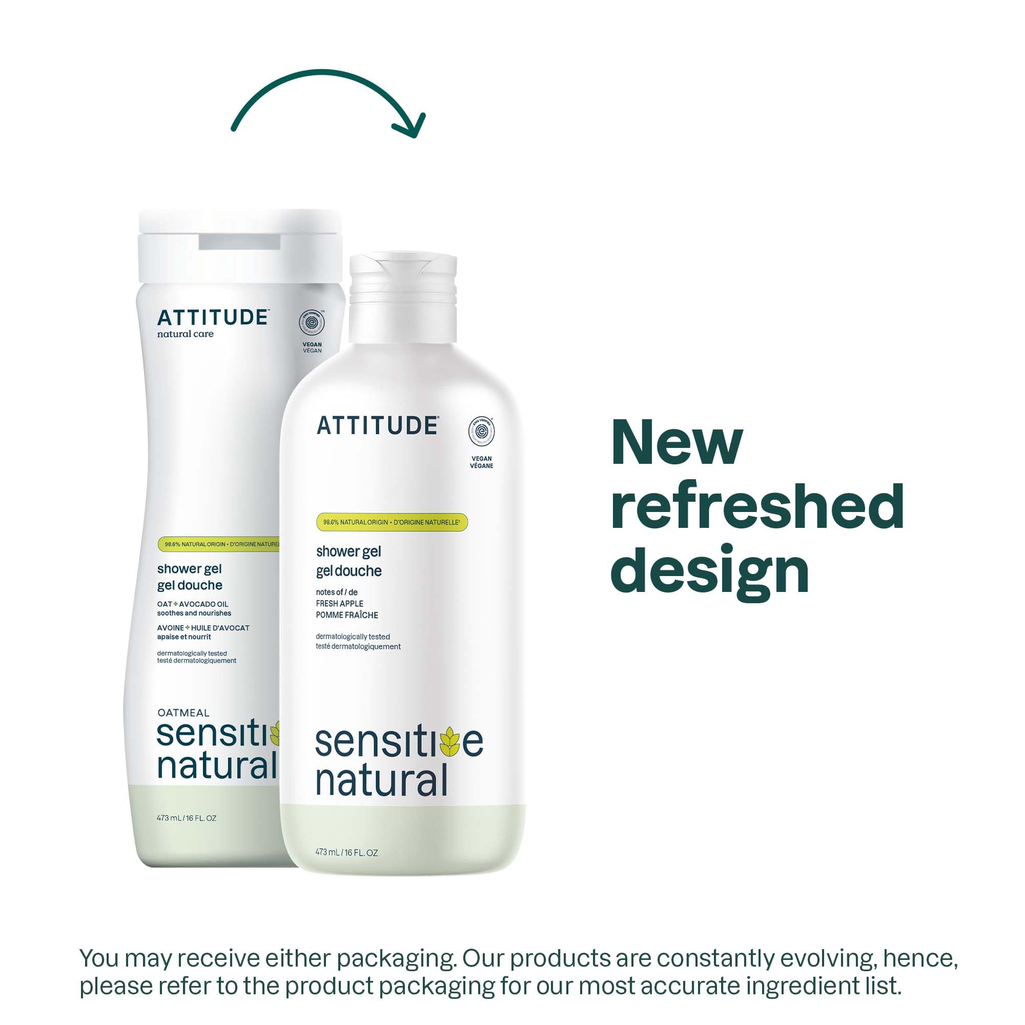 ATTITUDE body wash apple fragrance close-up highlights refreshing scent with rosemary notes.