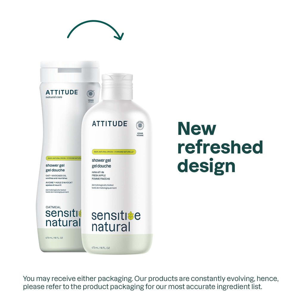 ATTITUDE body wash apple fragrance close-up highlights refreshing scent with rosemary notes.
