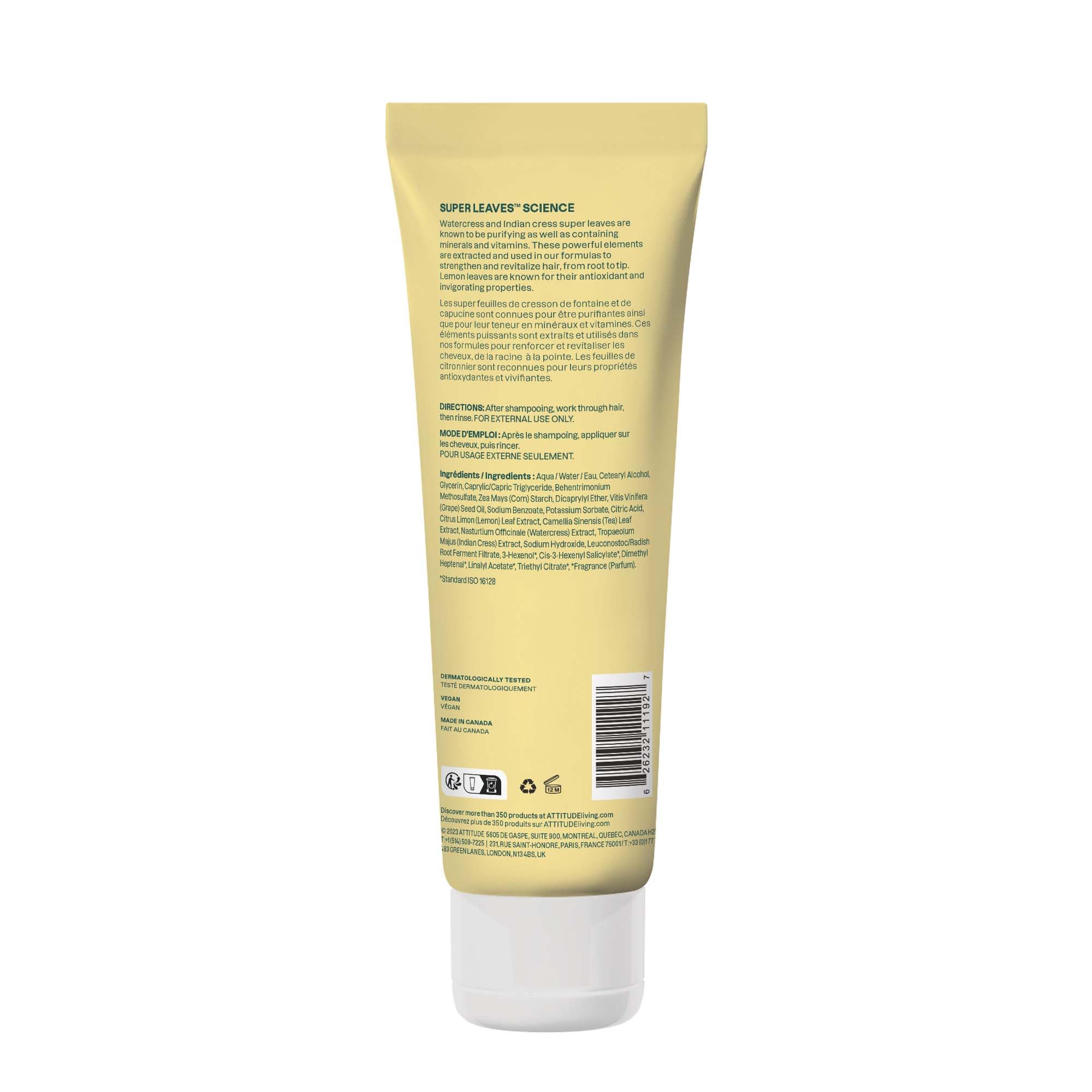 ATTITUDE Clarifying Hair Conditioner vegan and dermatologically tested label on bottle