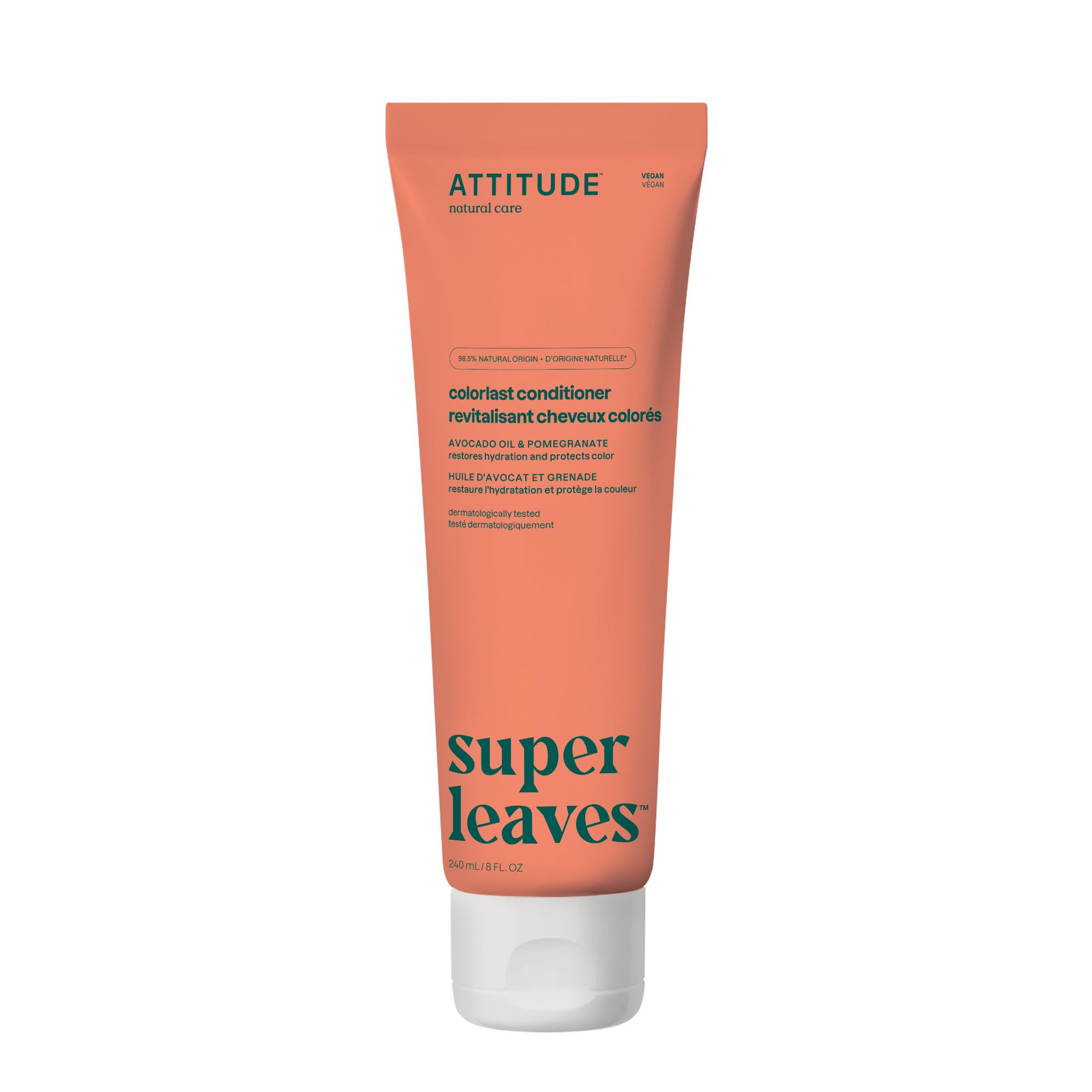 ATTITUDE Colorlast conditioner bottle shows color protection with natural ingredients.