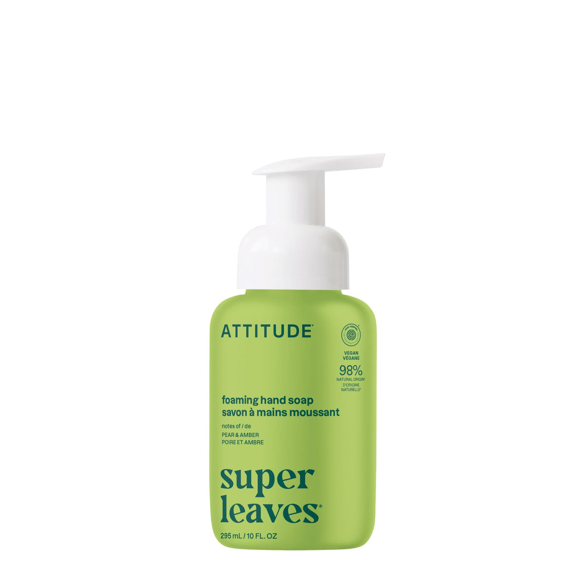 ATTITUDE Foaming Hand Soap bottle-front with eco-friendly packaging for gentle daily cleansing