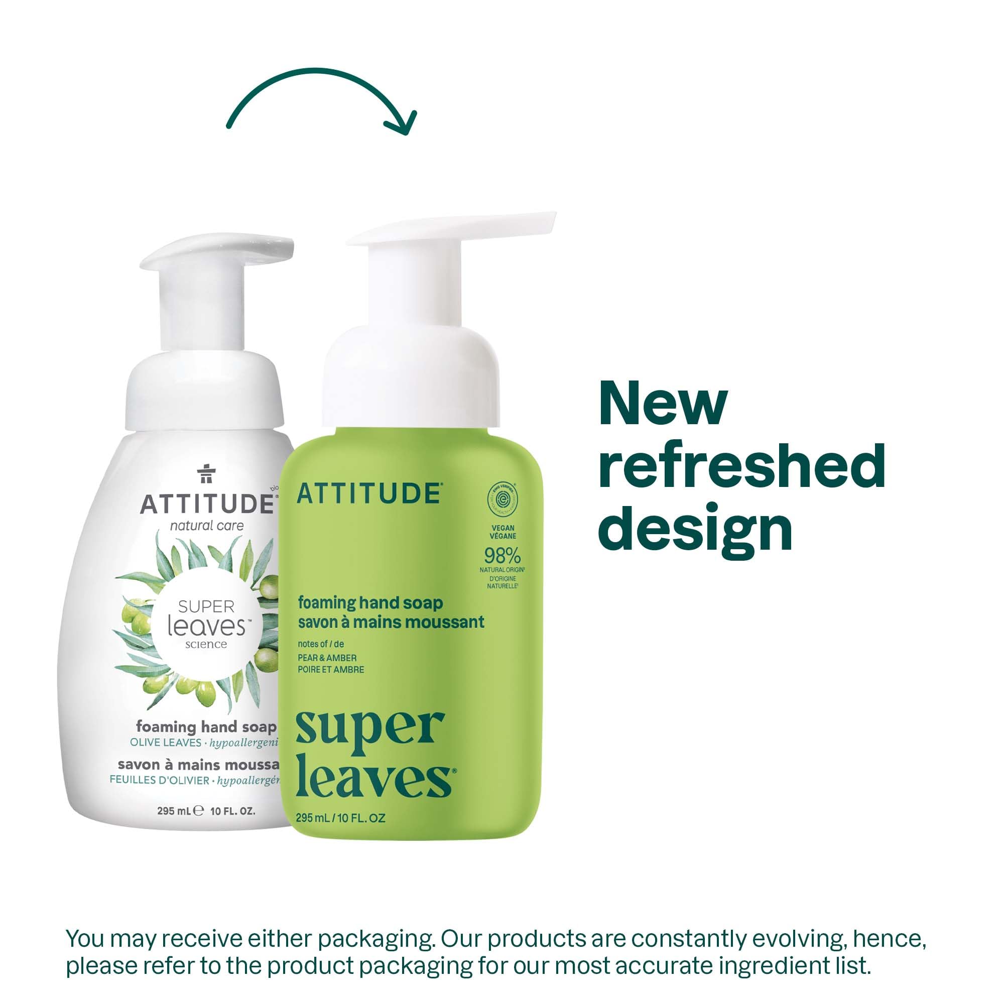 ATTITUDE Foaming Hand Soap pour-action shows quick, fluffy lather for family use