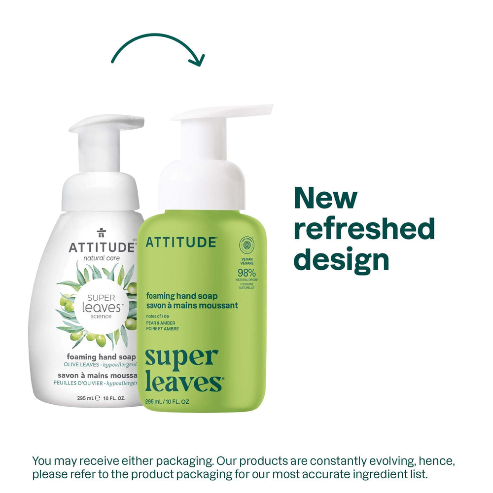 ATTITUDE Foaming Hand Soap pour-action shows quick, fluffy lather for family use