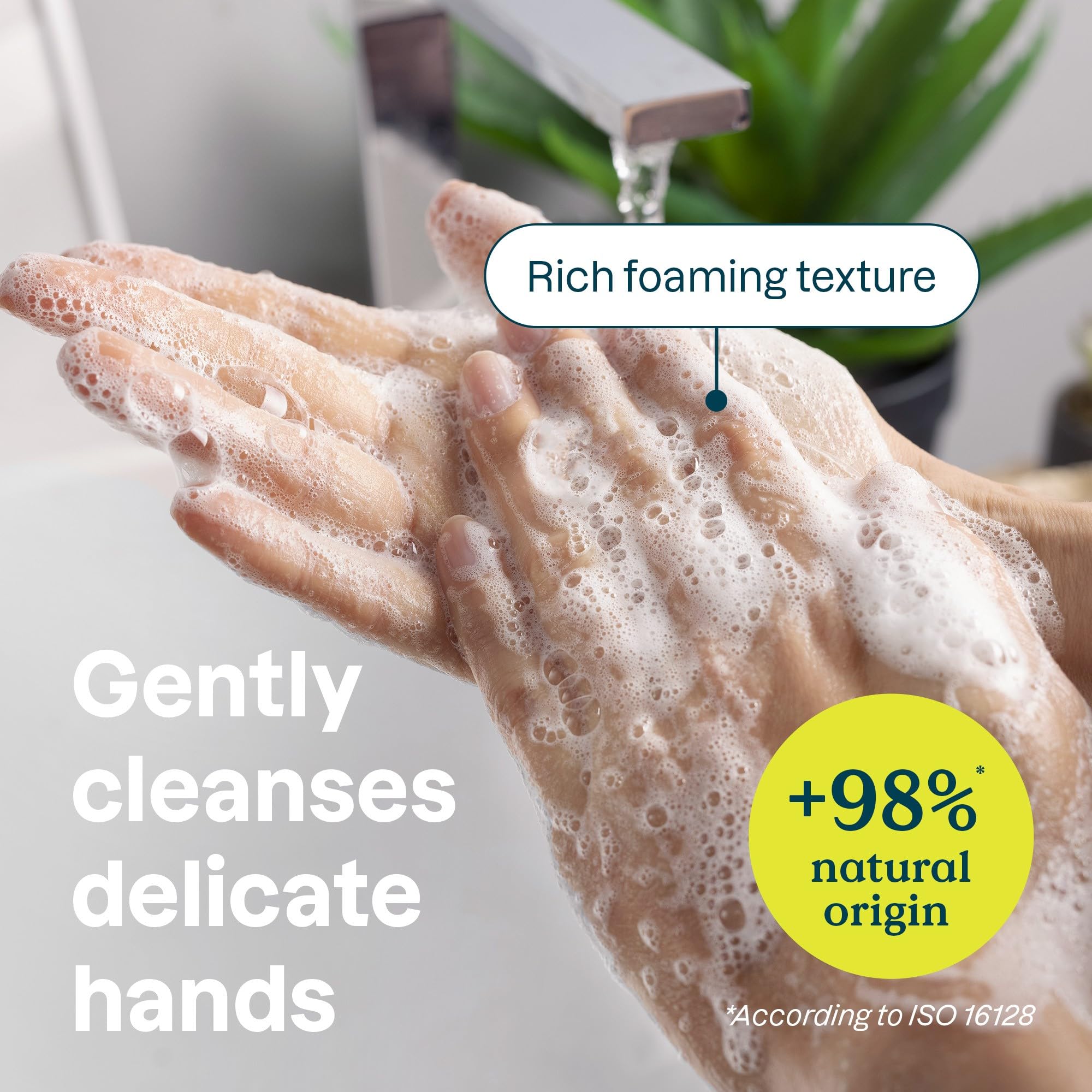 ATTITUDE hand soap foamy-closeup shows rich lather for effective hand cleaning