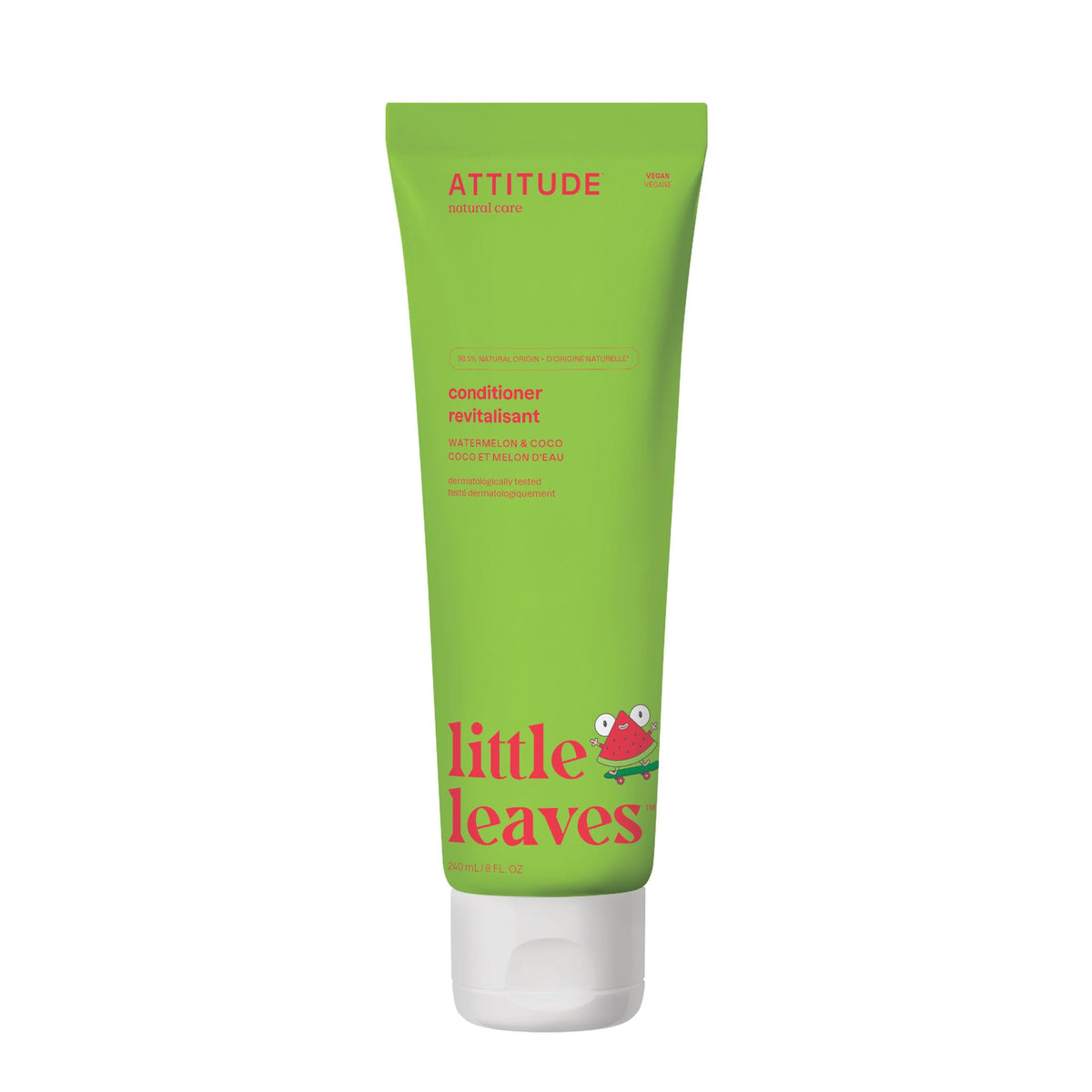 ATTITUDE Kids Conditioner Watermelon & Coco bottle for gentle detangling and kid-friendly scent.