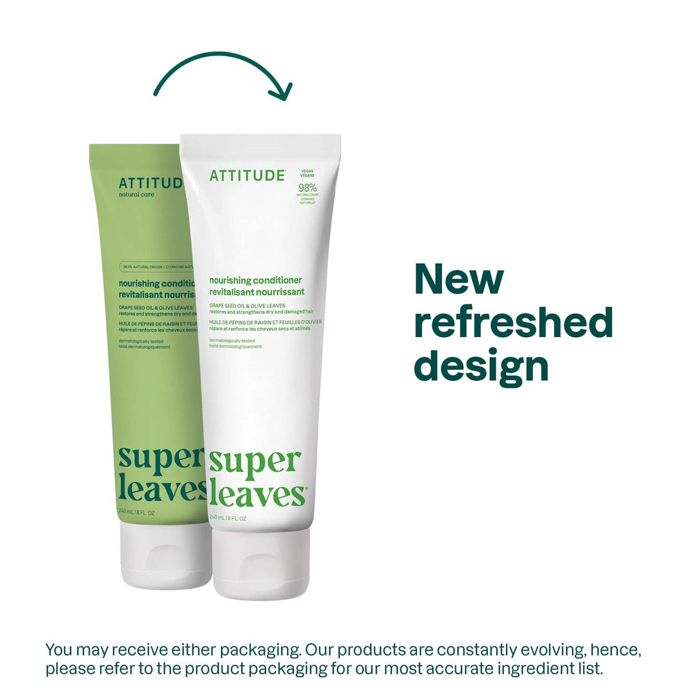 ATTITUDE Nourishing Hair Conditioner ingredients label highlights watercress and Indian cress benefits.
