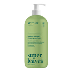 ATTITUDE Nourishing Hair Shampoo bottle pour shows clean vegan formula for dry hair.
