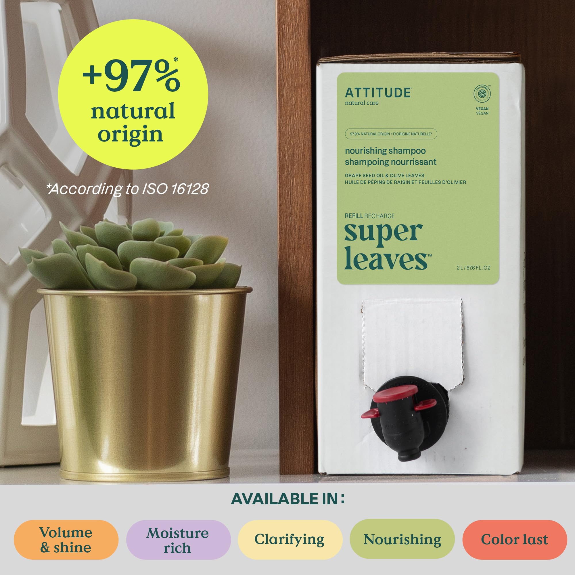 ATTITUDE Nourishing Hair Shampoo pour demonstrates bulk refill convenience for sustainable routine