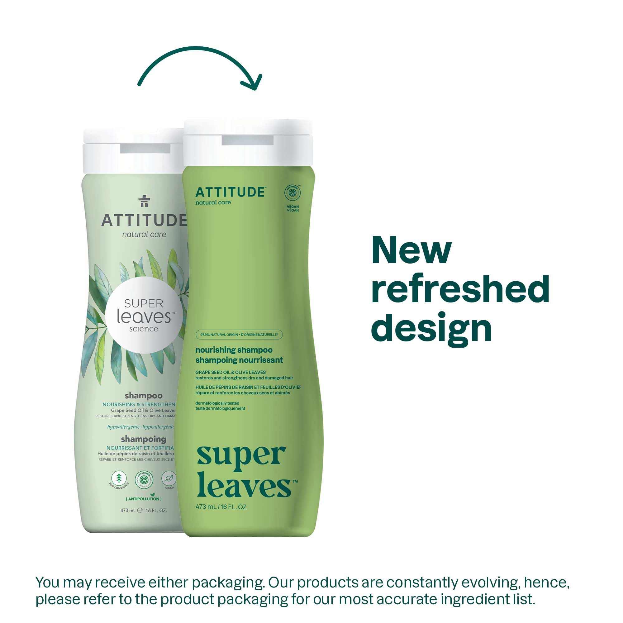 ATTITUDE Nourishing Hair Shampoo label closeup highlights natural-origin ingredients