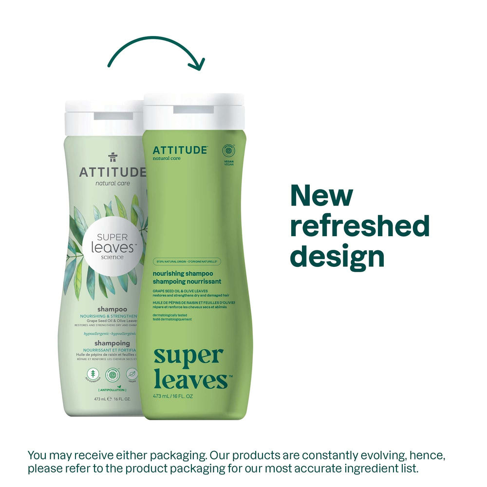 ATTITUDE Nourishing Hair Shampoo label closeup highlights natural-origin ingredients