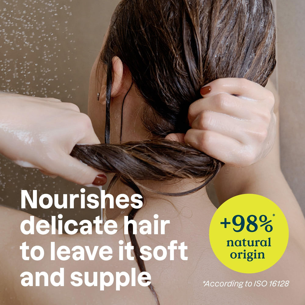 ATTITUDE vegan Sensitive Natural line bottle closeup for clean hair care.