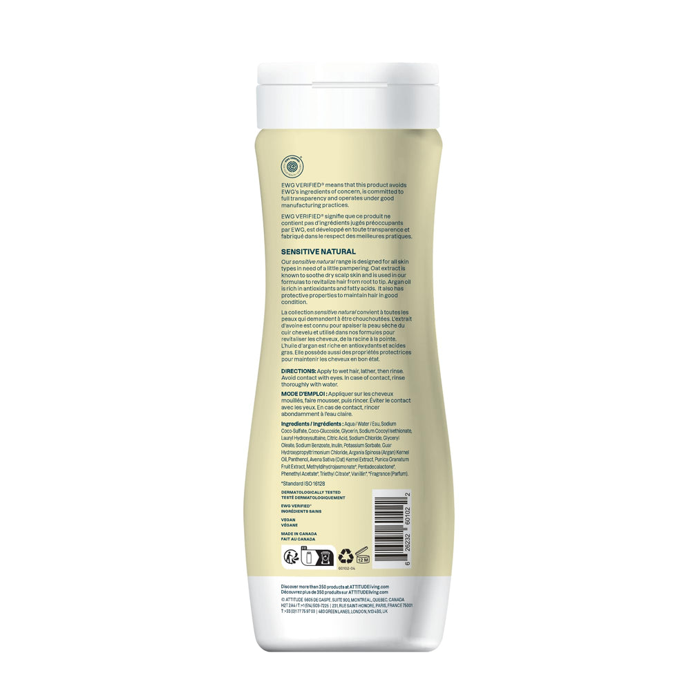 ATTITUDE shampoo vegan dermatology-tested bottle supports daily color care on sensitive skin.