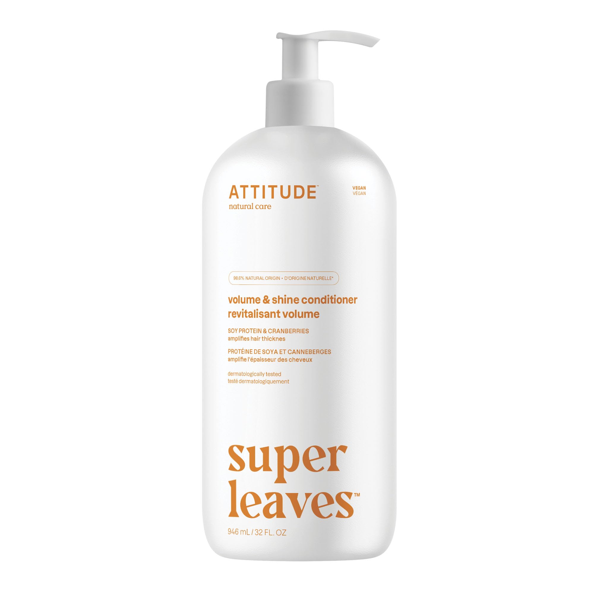 ATTITUDE Volume and Shine conditioner bottle for lightweight conditioning on thin hair.