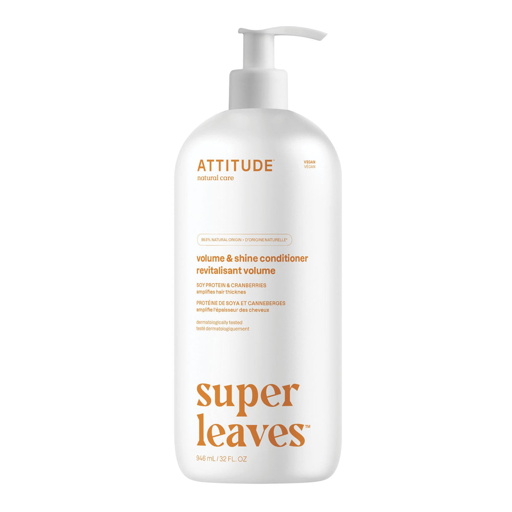ATTITUDE Volume and Shine conditioner bottle for lightweight conditioning on thin hair.