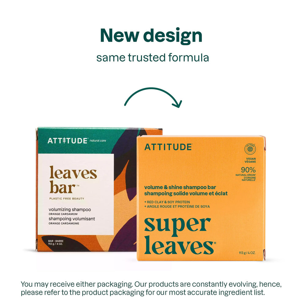 ATTITUDE Volume & Shine Shampoo Bar soy protein application demonstrates added texture and shine.